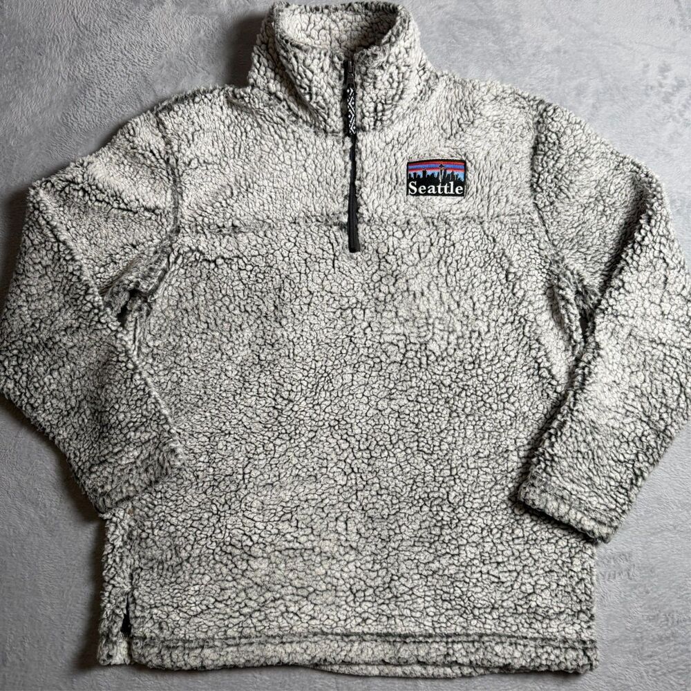Boxercraft Seattle Sherpa Pullover Womens Medium Gray Fleece 1/4 Zip